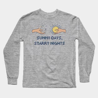 Sunny Days, Starry Night. 8Bit Pixel Art Long Sleeve T-Shirt